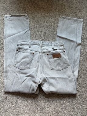 VTG Wrangler Gray Cowboy Cut Denim Jeans High Rise Straight Leg Western 32x32